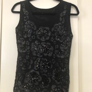Beaded floral sleeveless top